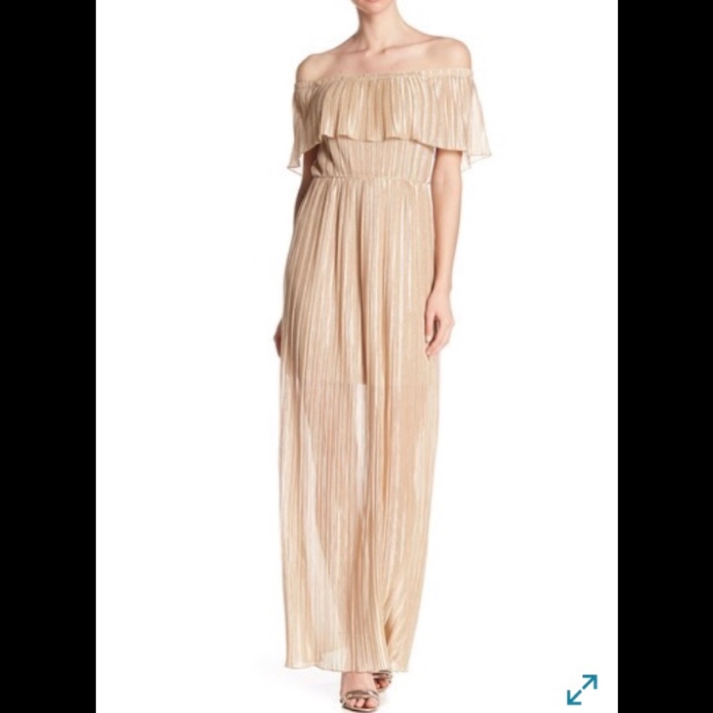 Pleated off the shoulder dress
